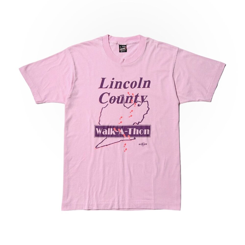 90s Vintage Lincoln County Walkathon T-shirt Single Stitch Charity Footprints.